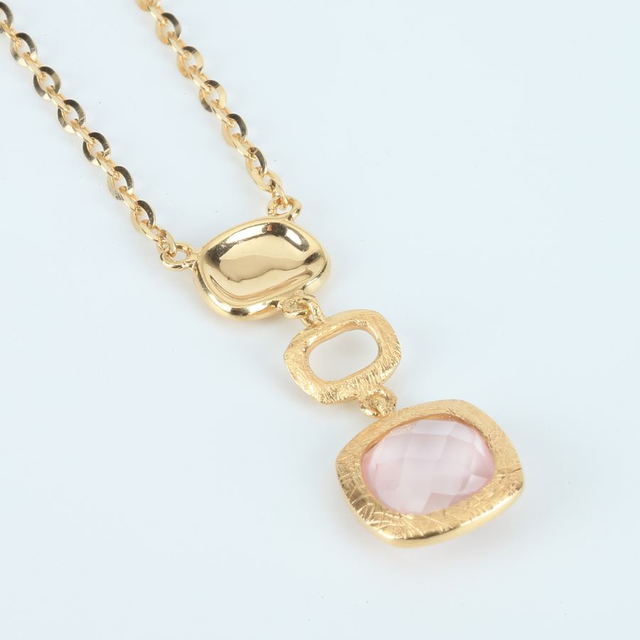 Antique 19K Gold Necklace with Pink Sapphire pendant