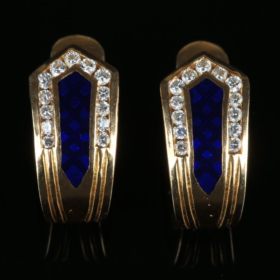Antique 19K Gold Earrings with Diamonds