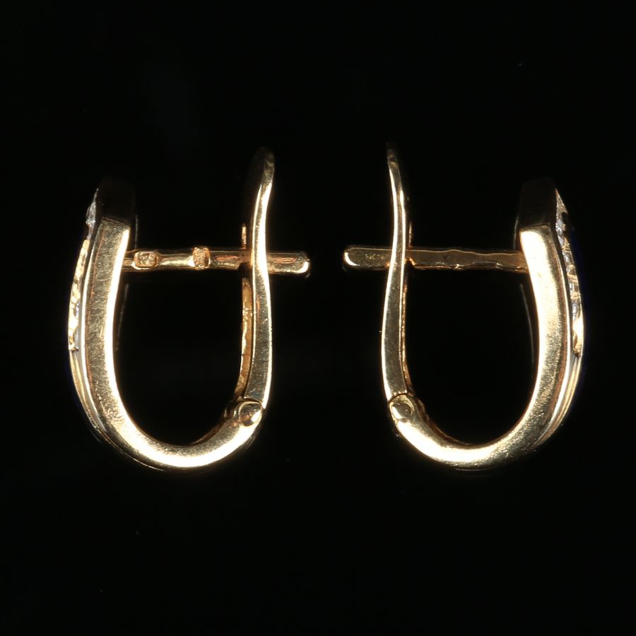 Antique 19K Gold Earrings with Diamonds