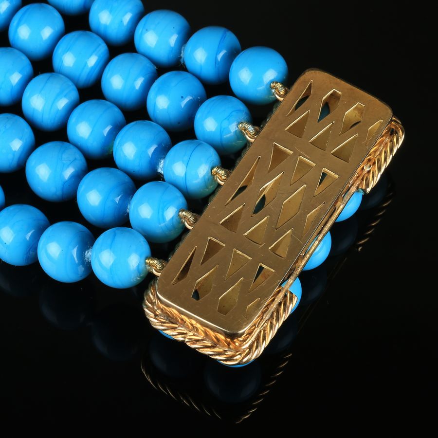 Antique 18K Gold Bracelet with 110 Turquoises
