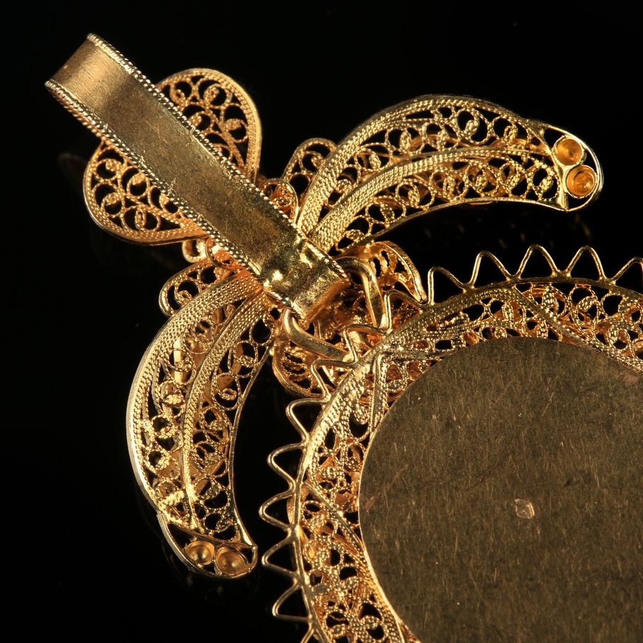 Antique 19k Gold Filigree Reliquary Pendant (handmade)
