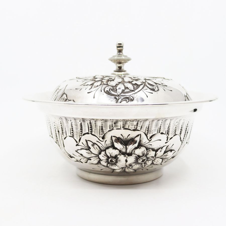 Antique 19th century bomboniere in carved silver