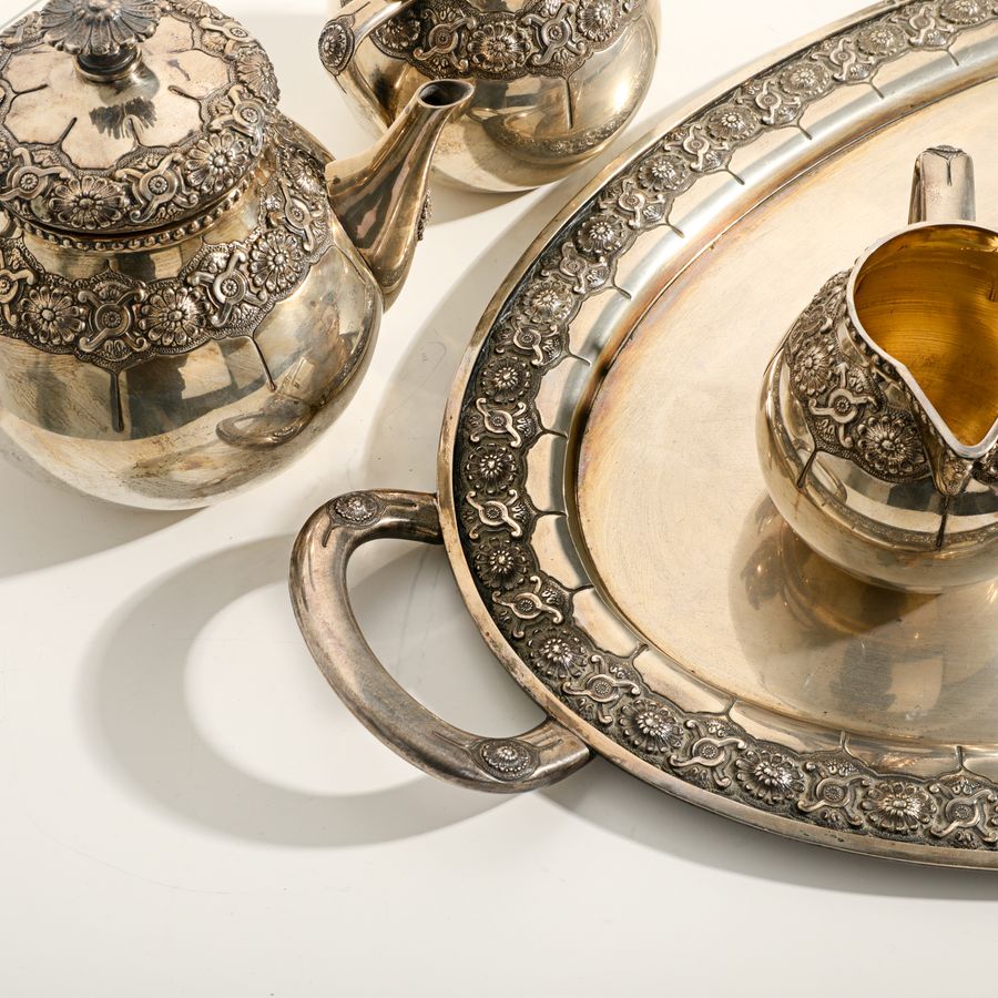 Antique 27 inches - 19th Century Silver Tea and Coffee Service and Tray