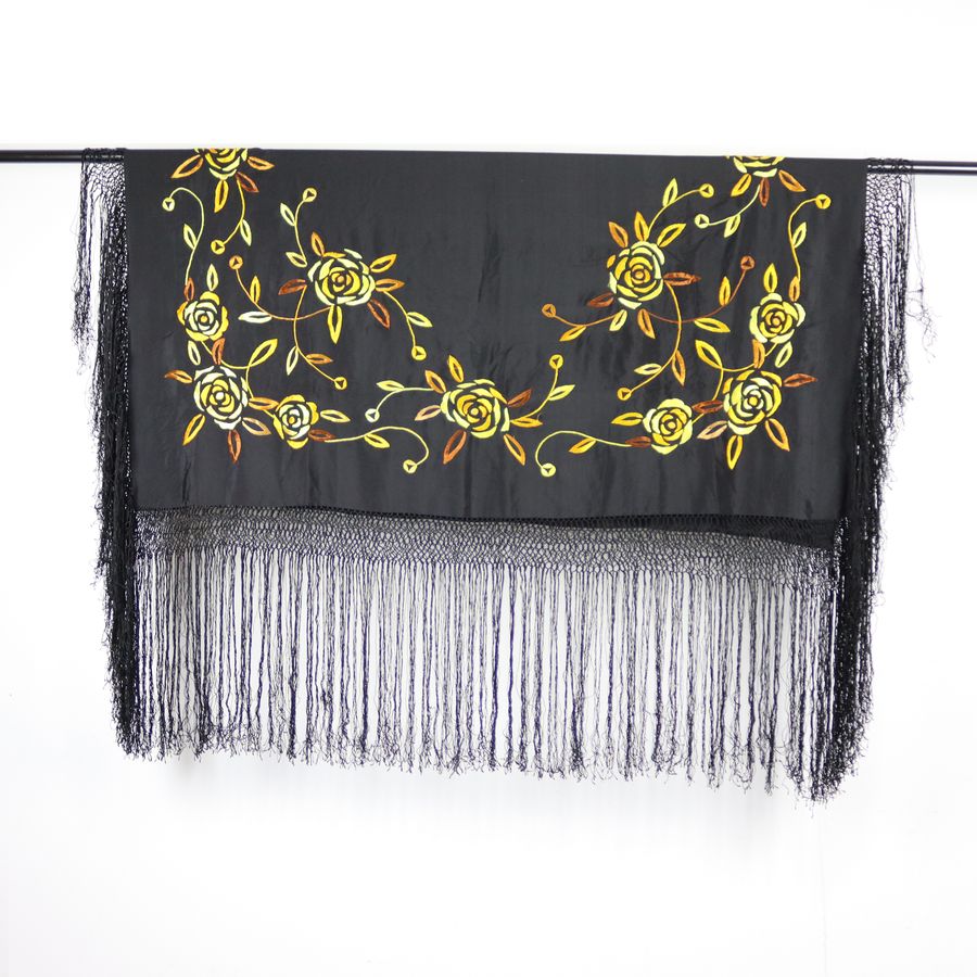 Antique Hand-embroidered Silk Mantle from Manila