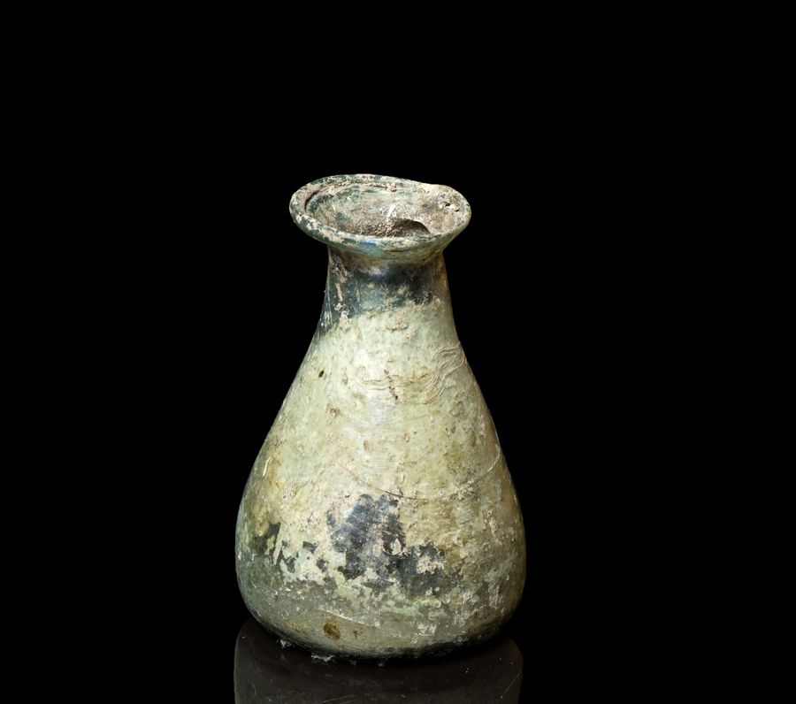Antique Roman Glass Flask with Iridescence