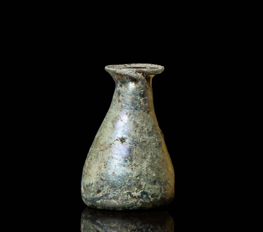 Antique Roman Glass Flask with Iridescence