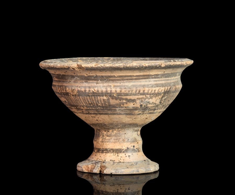 Indus Valley Pottery Chalice with Decoration: Circa 2000 BC.