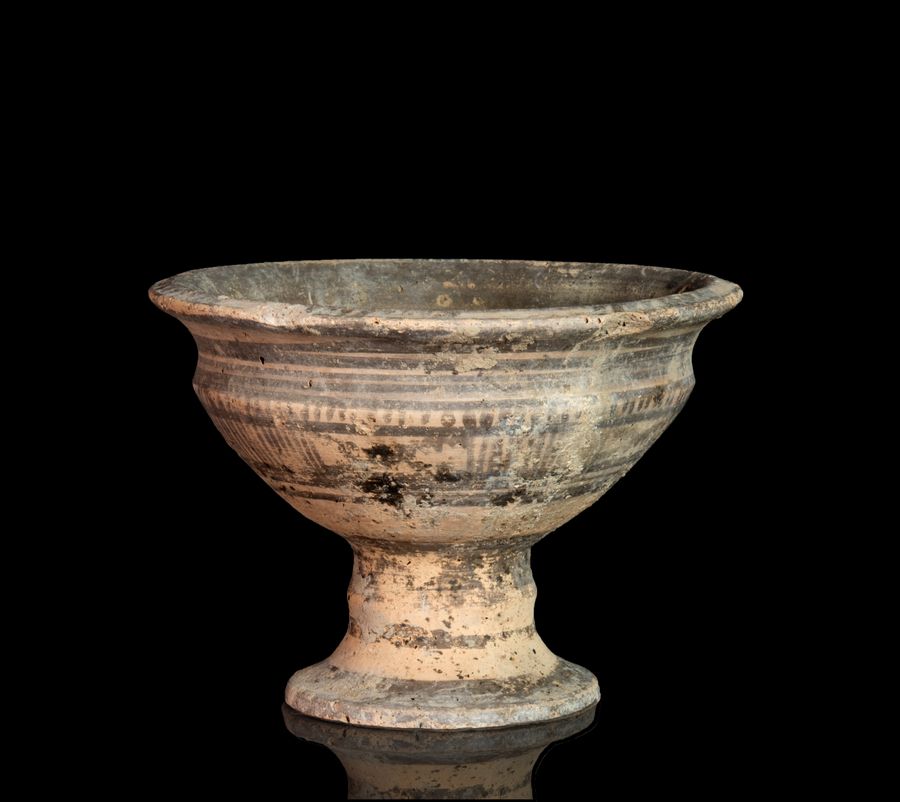 Antique Indus Valley Pottery Chalice with Decoration: Circa 2000 BC.