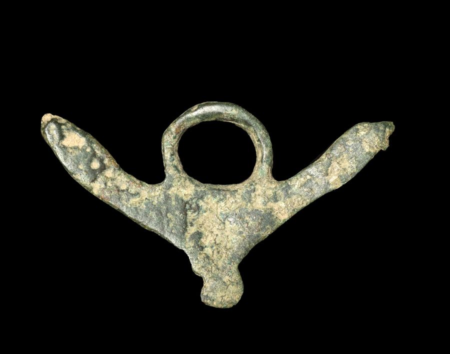 Antique Roman bronze fist and phallus amulet