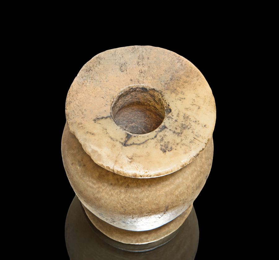 Antique  Large Egyptian New Kingdom alabaster kohl jar 