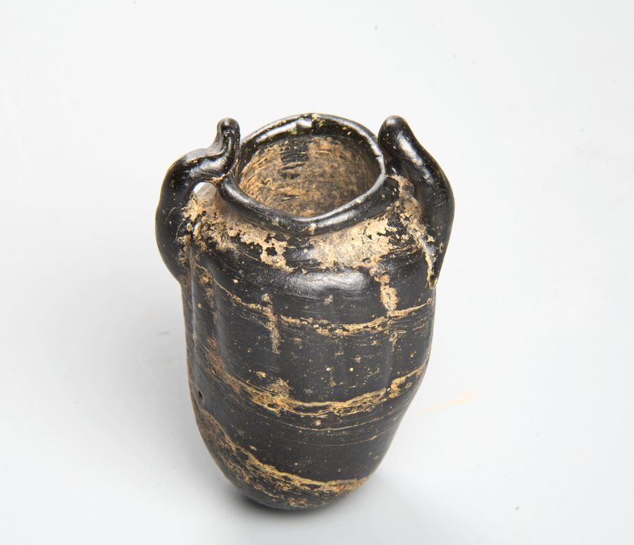 Antique Very rare Roman rod-formed glass vessel