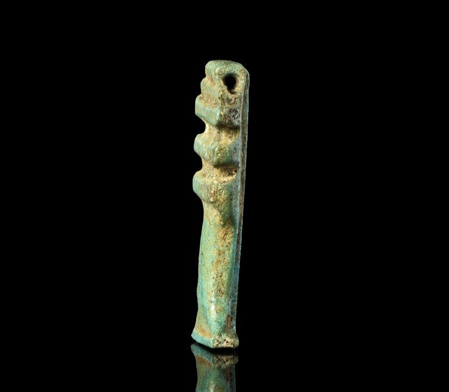 Antique Ancient Egyptian faience Djed Pillar amulet