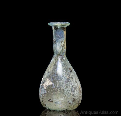Antique Ancient Roman Glass Flask with iridescence