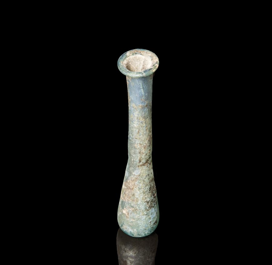 Antique Ancient Roman Glass Unguents Bottle 