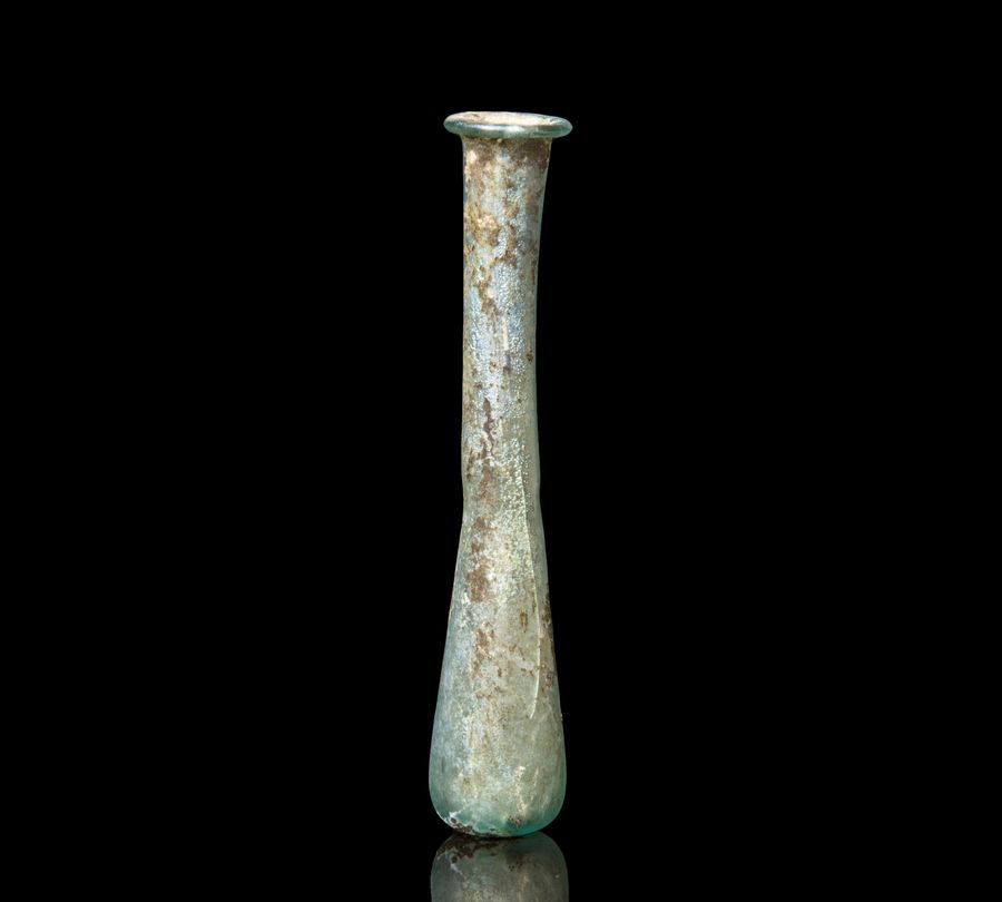 Antique Ancient Roman Glass Unguents Bottle 