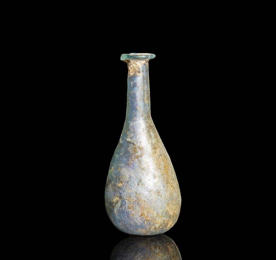 Antique Ancient Roman Glass Unguents Bottle 