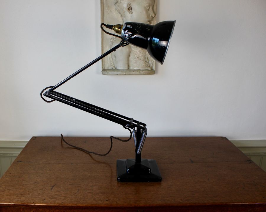 Antique Herbert Terry & Sons Model 1227 Black Anglepoise Desk Lamp 
