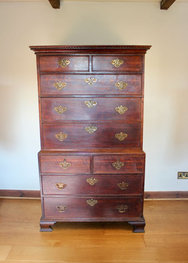 George III Oak Chest On Chest Set Of Drawers Dated Circa. 1770