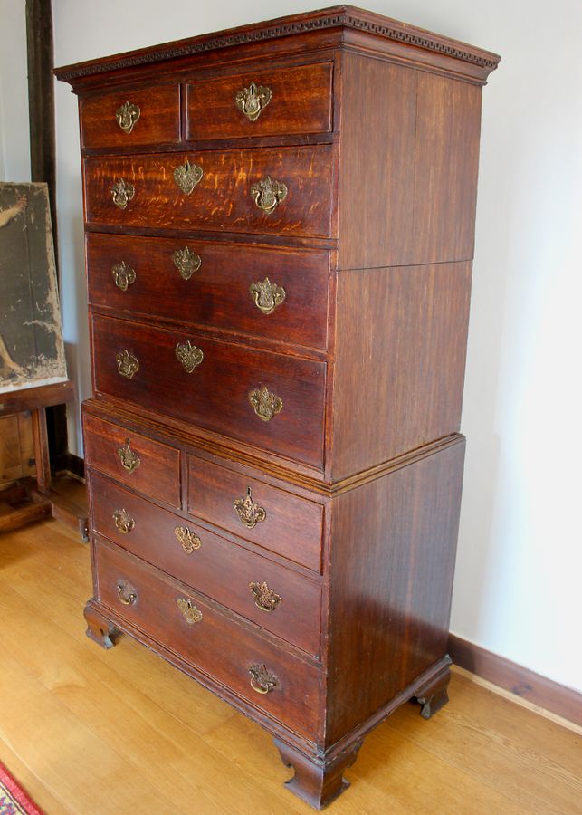 Antique George III Oak Chest On Chest Set Of Drawers Dated Circa. 1770