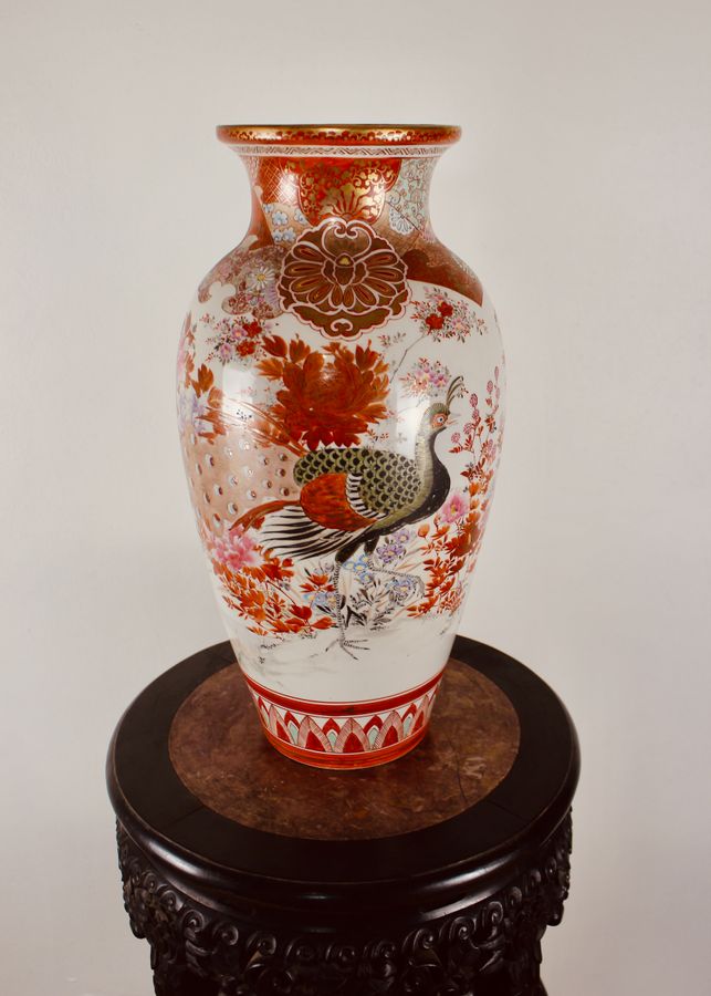 Meiji Period Japanese Ovoid Kutani Vase