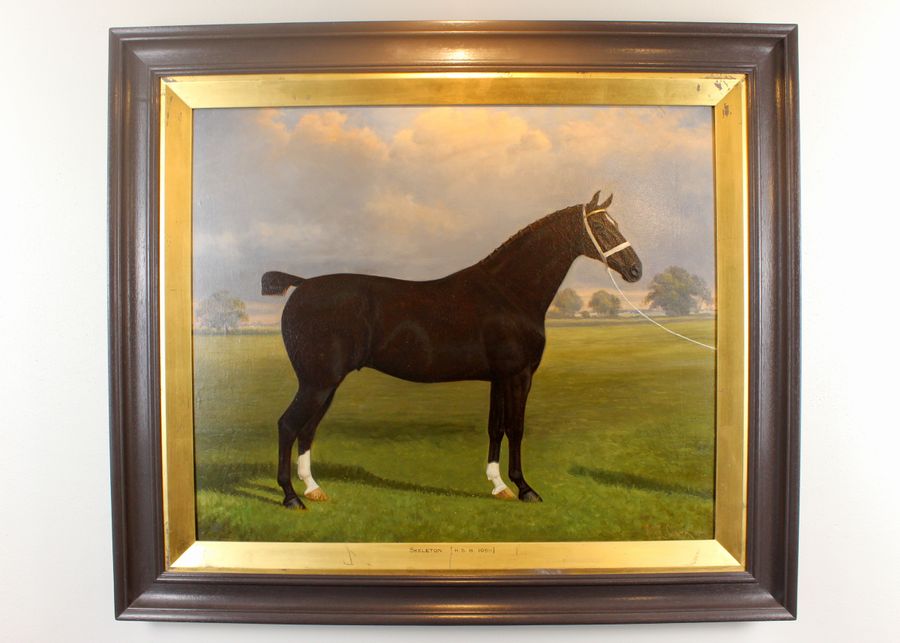 Antique Pair Of Stallion & Mare Hackney Champion Oil Paintings by W.A. Clark