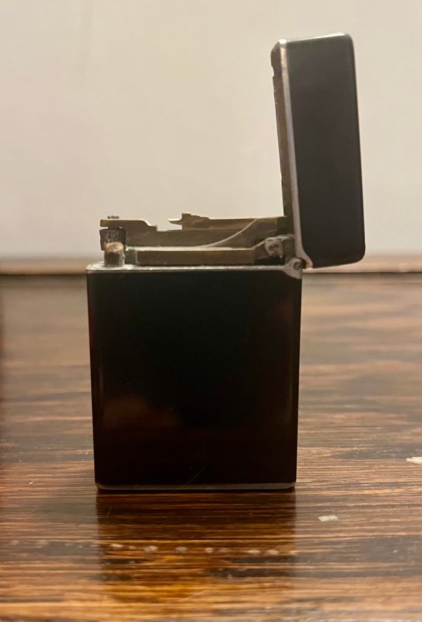 Antique S.T. DUPONT PARIS ALUMINUM PETRO LIGHTER W. BLACK 'CHINALACK' FRANC