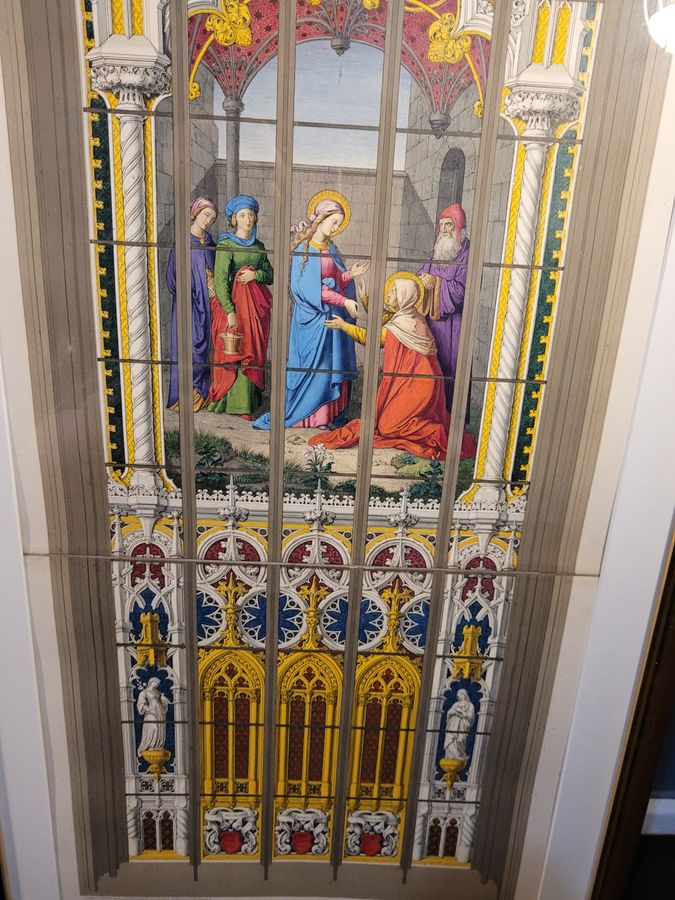 Antique Two Stained Glass Lithographs 