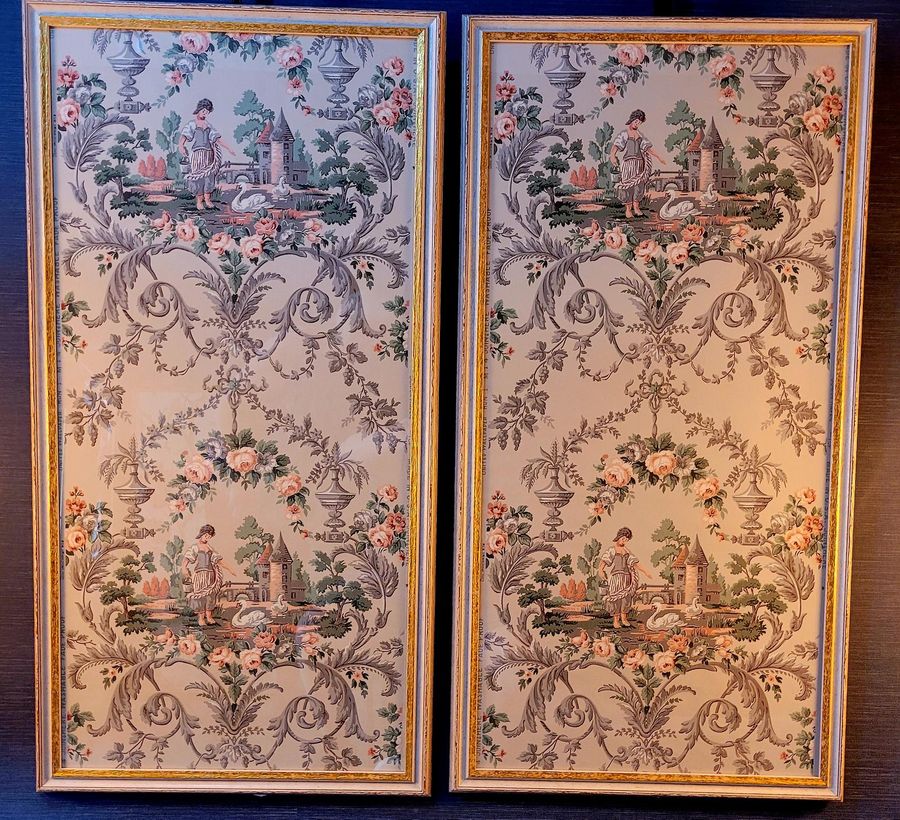 Antique Pair of Mid Century Wall Panels