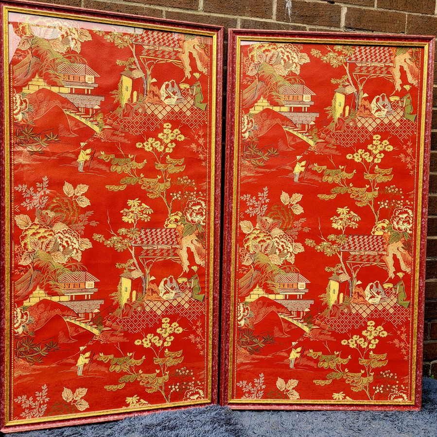 Antique 1930s Chinoserie Wallpaper Panels 