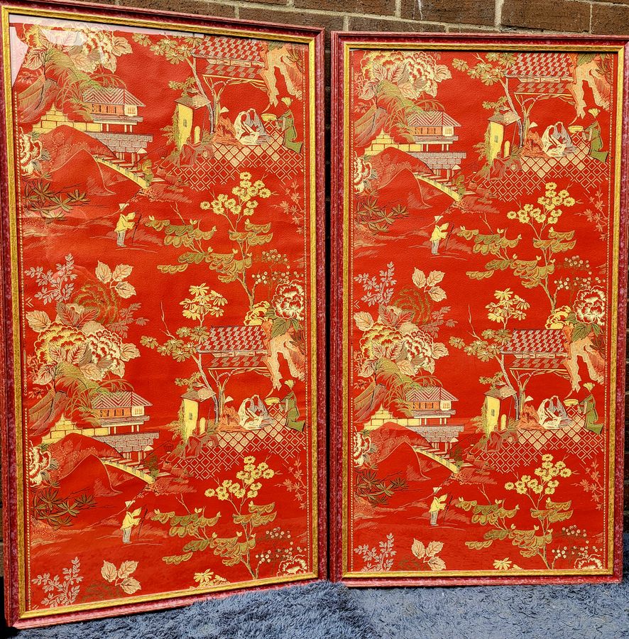 Antique 1930s Chinoserie Wallpaper Panels 