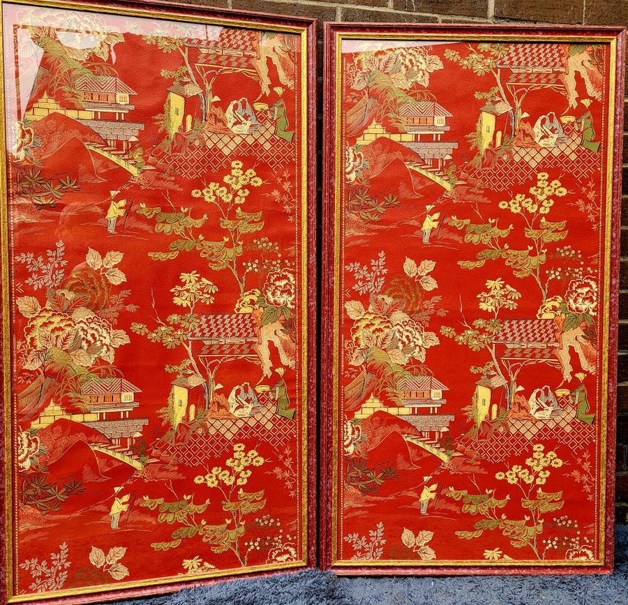 Antique 1930s Chinoserie Wallpaper Panels 