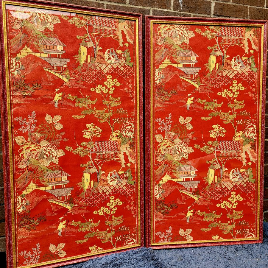 Antique 1930s Chinoserie Wallpaper Panels 