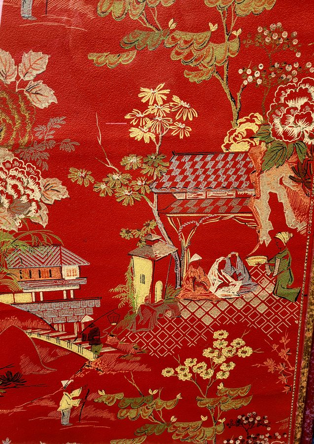 Antique 1930s Chinoserie Wallpaper Panels 