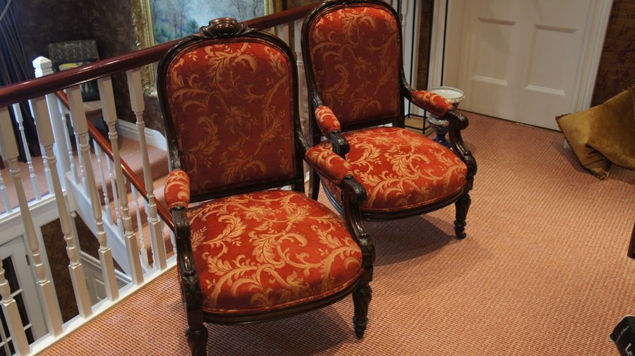 A Pair of French, Rosewood, Open Armchairs c1840.