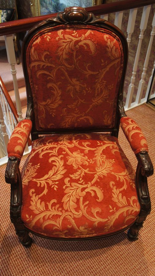 Antique A Pair of French, Rosewood, Open Armchairs c1840.