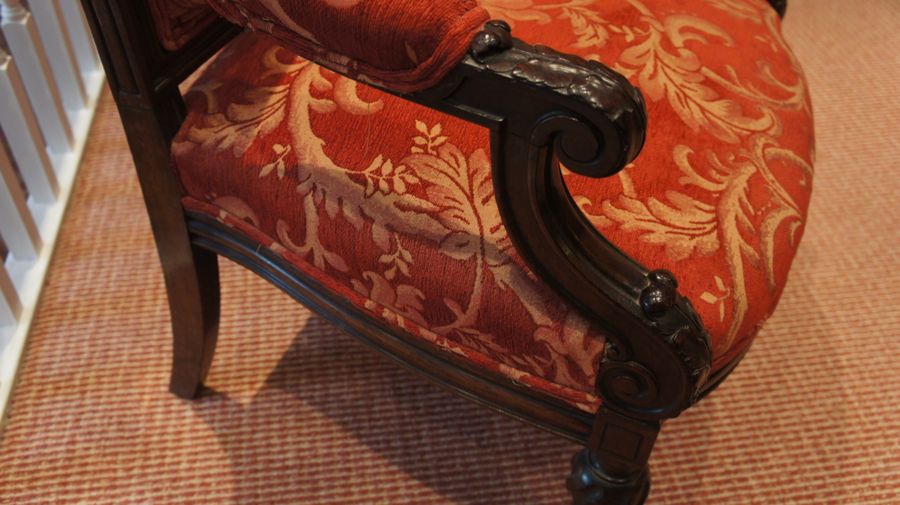 Antique A Pair of French, Rosewood, Open Armchairs c1840.