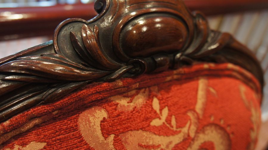 Antique A Pair of French, Rosewood, Open Armchairs c1840.