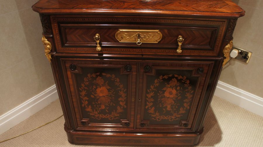 Antique A Beautiful example of a Napoleon III, French, Ebony and Parquetry Secretaire Bookcase by Chaix c1860