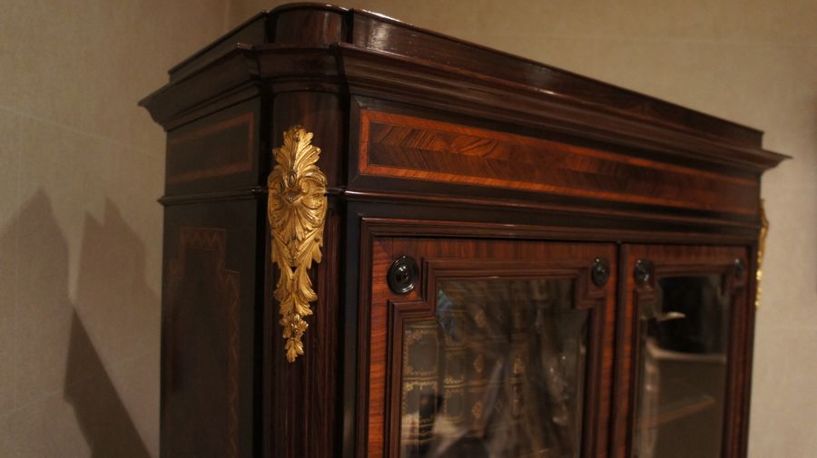 Antique A Beautiful example of a Napoleon III, French, Ebony and Parquetry Secretaire Bookcase by Chaix c1860