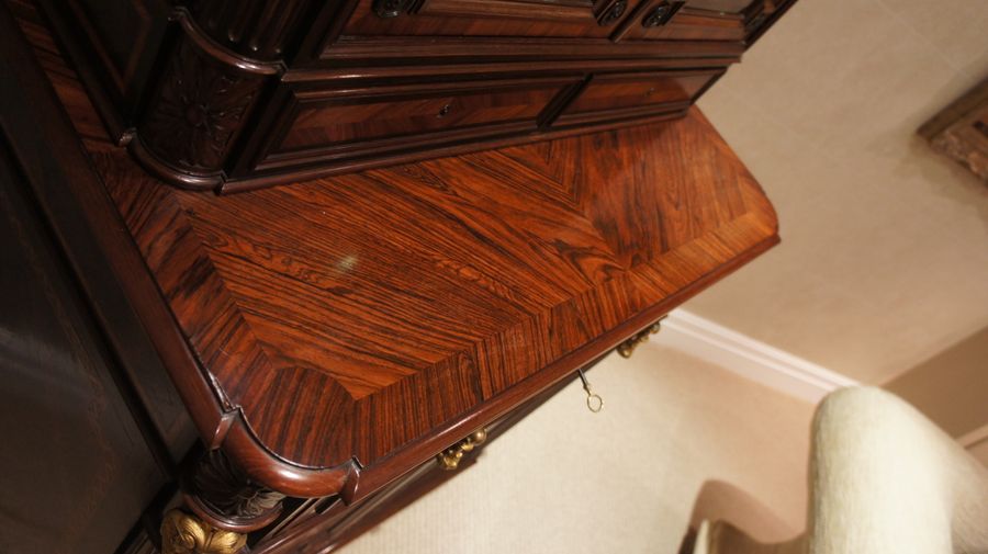 Antique A Beautiful example of a Napoleon III, French, Ebony and Parquetry Secretaire Bookcase by Chaix c1860