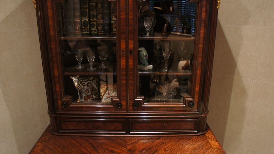 Antique A Beautiful example of a Napoleon III, French, Ebony and Parquetry Secretaire Bookcase by Chaix c1860