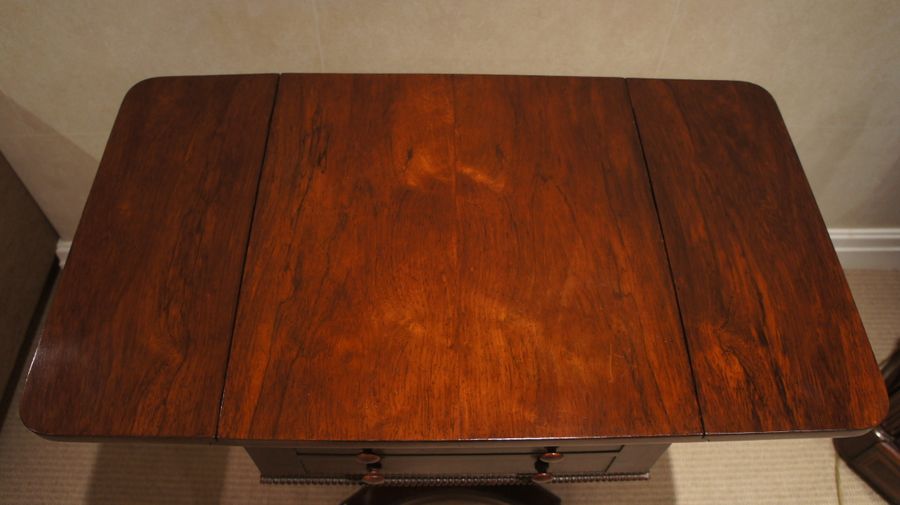 Antique A Regency Rosewood, Two Flap Worktable. c1815