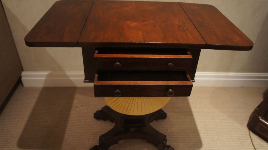 Antique A Regency Rosewood, Two Flap Worktable. c1815