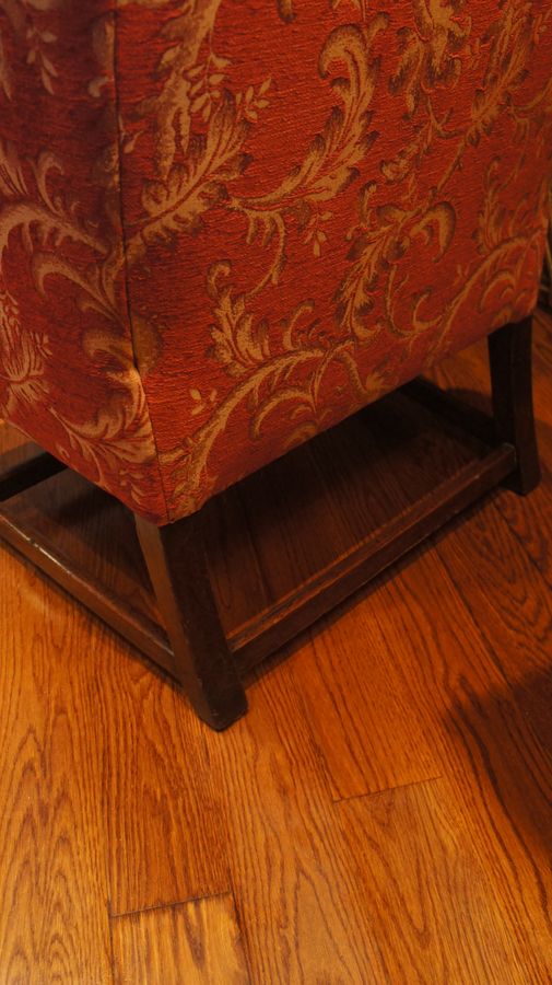 Antique A Pair of George III, Upholstered Wing Chairs c1780 - One with Castors, one without.