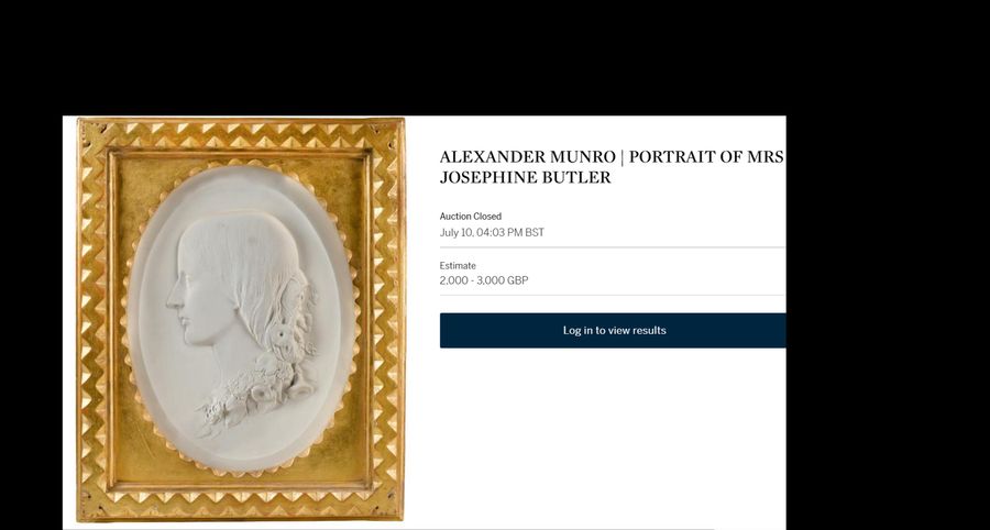 Antique Pre-Raphaelite Plaster Portrait of Josephine Butler by Alexander Munro c.1855