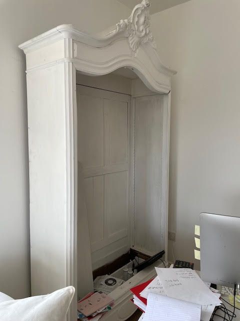 French antique armoire painted all white farrow and ball