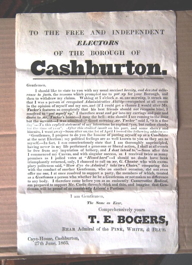 Antique GENERAL ELECTION OF 1865. A collection of printed ephemera relating to the General Election of 1865