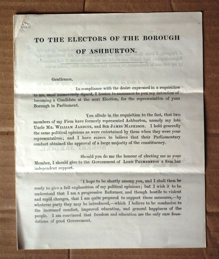 Antique GENERAL ELECTION OF 1865. A collection of printed ephemera relating to the General Election of 1865