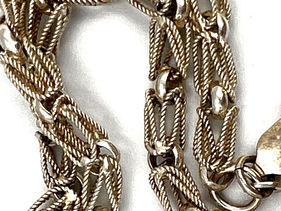 Antique Vintage  Sterling Silver  Ex Thick Open Design Chain Necklace