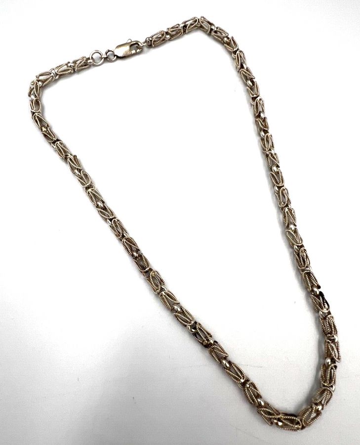 Antique Vintage  Sterling Silver  Ex Thick Open Design Chain Necklace